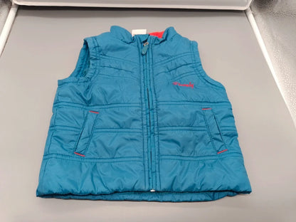 Blaue Papagino Steppweste Größe 80/86 mit Reißverschluss und zwei Taschen, Vorderseite