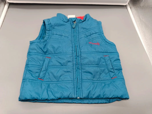 Blaue Papagino Steppweste Größe 80/86 mit Reißverschluss und zwei Taschen, Vorderseite