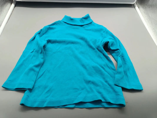 Kinder Rollkragenpullover Langarmshirt Türkis Aquablau Uni Rollkragen Gesamtansicht Vorderseite Gr. 86