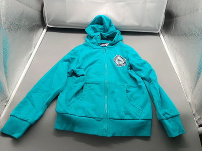 Türkise Lupilu Kapuzenjacke Größe 86 mit Reißverschluss, Aufdruck und Taschen, Vorderseite