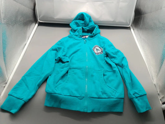 Türkise Lupilu Kapuzenjacke Größe 86 mit Reißverschluss, Aufdruck und Taschen, Vorderseite