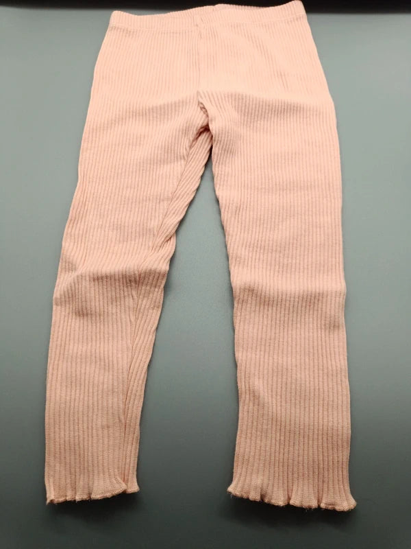 Apricotfarbene LC Waikiki Rippenleggings Größe 92/96, Vorderseite mit elastischem Bund
