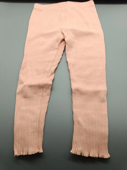 Apricotfarbene LC Waikiki Rippenleggings Größe 92/96, Vorderseite mit elastischem Bund