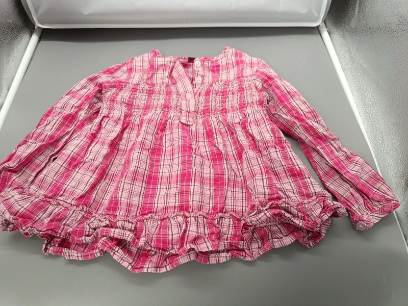 Pink-weiß karierte Okay Kinderbluse in Größe 104, Vorderseite