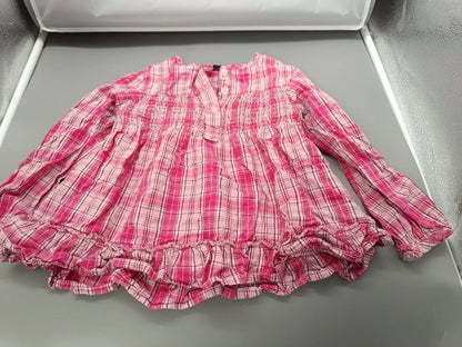 Pink-weiß karierte Okay Kinderbluse in Größe 104, Vorderseite