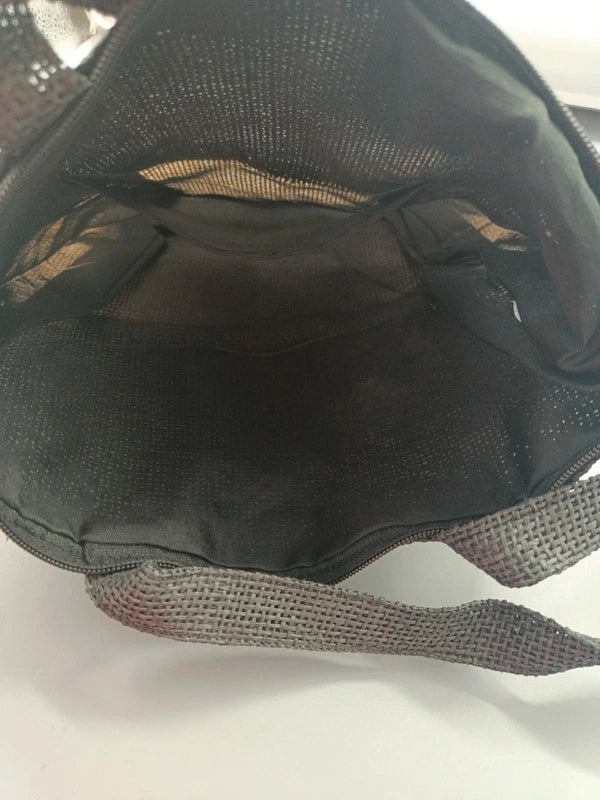 Strandtasche schwarz/beige