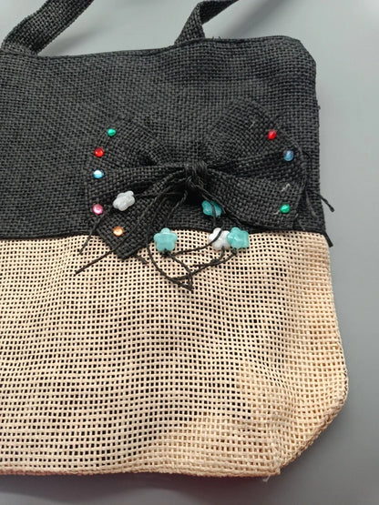 Strandtasche schwarz/beige