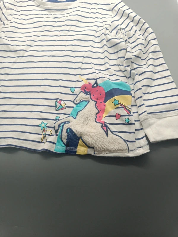 Pullover weiß gestreift Einhorn – Kiki & Koko (5 Jahre)