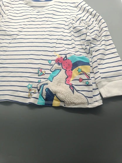 Pullover weiß gestreift Einhorn – Kiki & Koko (5 Jahre)