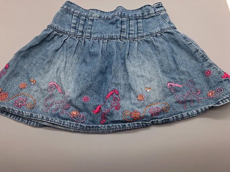 Mädchen Jeansrock Hellblau Stickerei Gesamtansicht