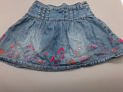 Mädchen Jeansrock Hellblau Stickerei Gesamtansicht