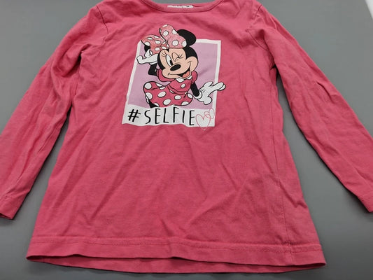 Pinks Minnie-Mouse-Langarmshirt mit Selfie-Print in Größe 98, Vorderseite