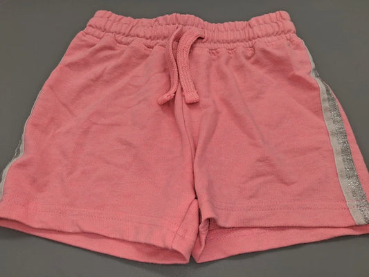 Mädchen Sweatshorts Rosa Glitzerstreifen Silber Vorderseite