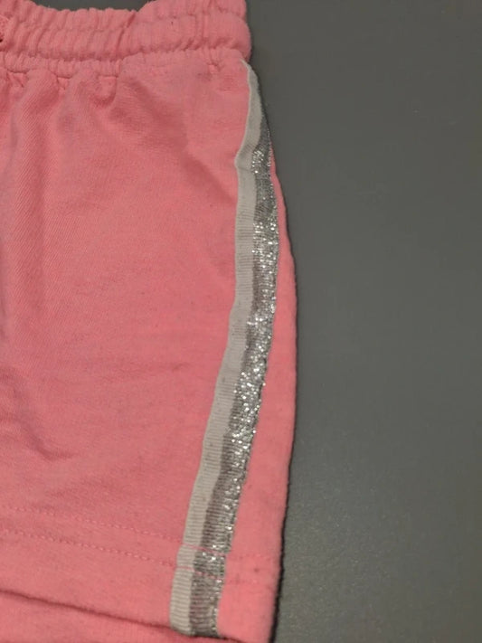 Mädchen Sweatshorts Rosa Glitzerstreifen Nahaufnahme Seite