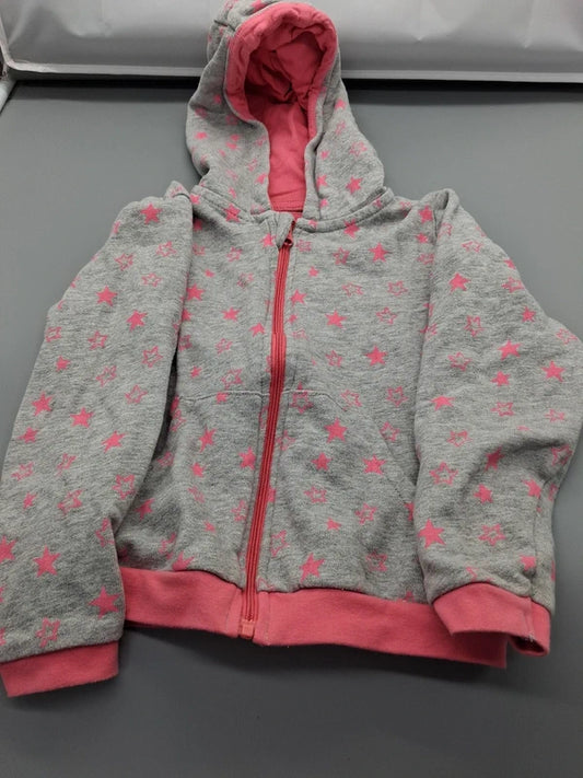 Graue Kuniboo Kapuzenjacke mit rosa Sternen Größe 98, Vorderseite
