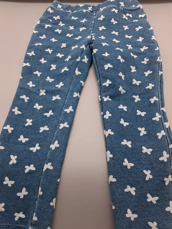 Blaue Lupilu Leggings mit weißen Schmetterlingen Größe 98/104, Vorderseite