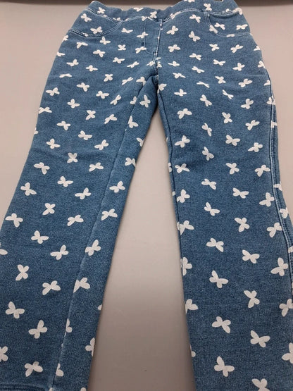 Blaue Lupilu Leggings mit weißen Schmetterlingen Größe 98/104, Vorderseite
