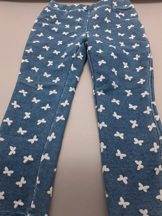 Blaue Lupilu Leggings mit weißen Schmetterlingen Größe 98/104, Vorderseite