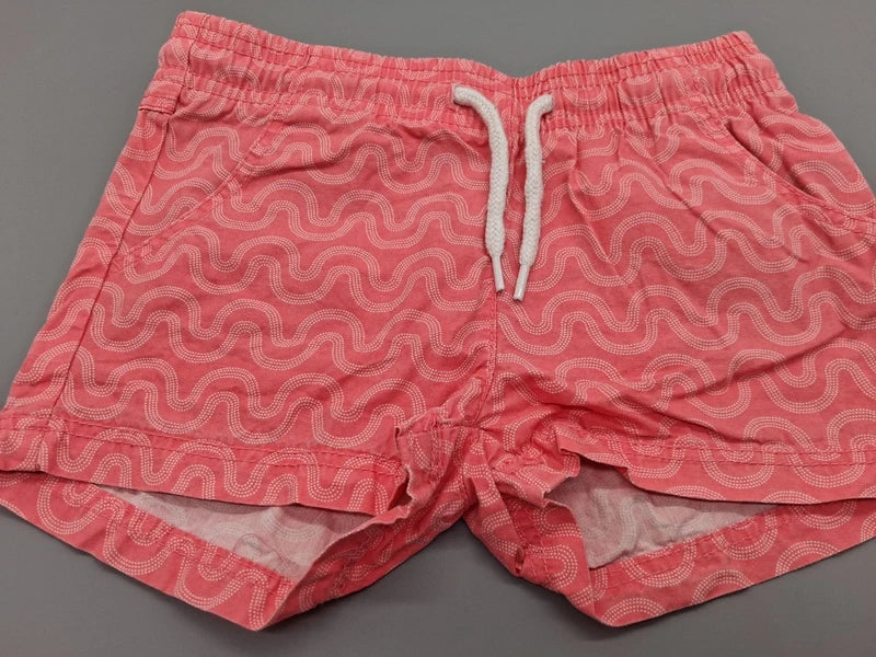 Korallrote Lupilu Kinder-Shorts Größe 98/104 mit Wellenmuster, Vorderseite