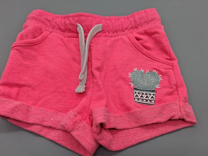 Pinke X-Mail Kinder-Shorts Größe 104 mit Glitzer-Kaktus, Vorderseite