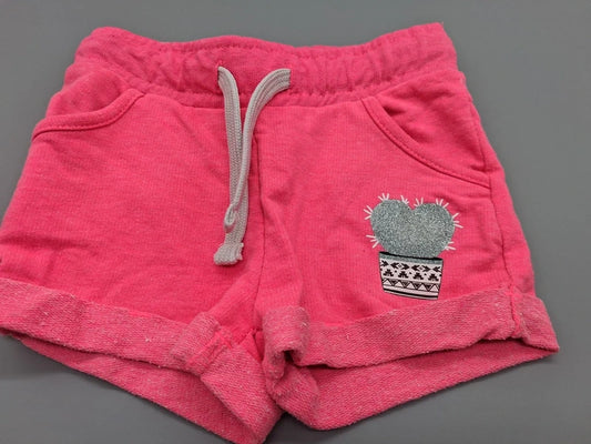 Pinke X-Mail Kinder-Shorts Größe 104 mit Glitzer-Kaktus, Vorderseite