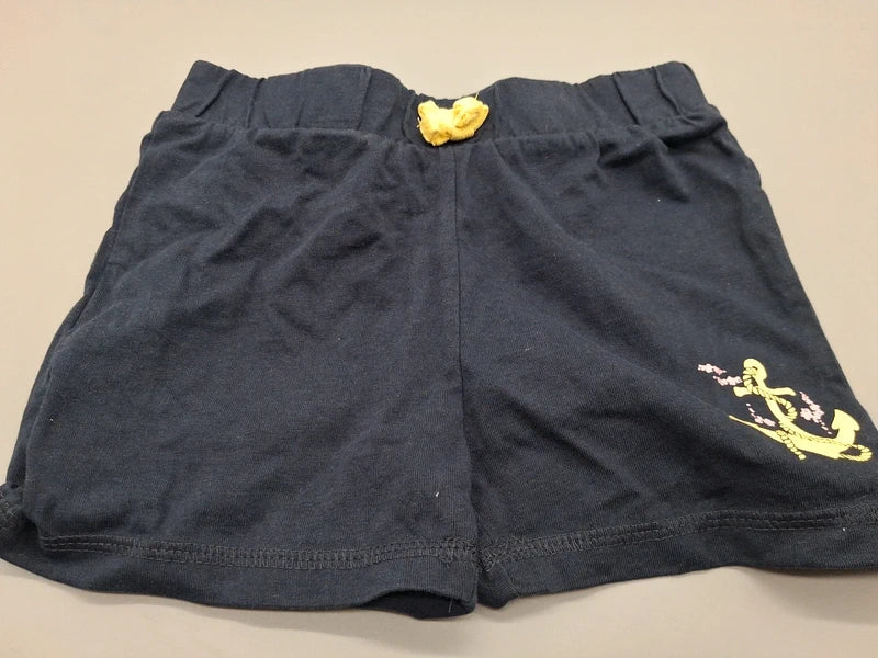 Marineblaue Lupilu Kinder-Shorts Größe 98/104 mit Ankerdruck, Vorderseite