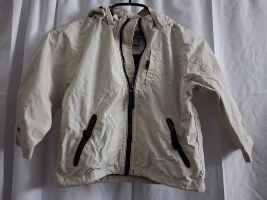 Cremefarbene H&M Sommerjacke Größe 92 mit Kapuze, Vorderseite