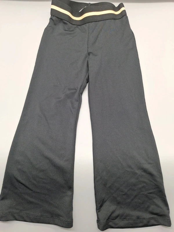 Schwarze H&M Leggings Größe 104 mit breitem Kontrastbund, Vorderseite