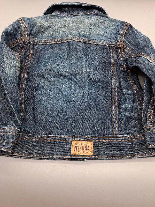 Rückseite der blauen Kinder-Jeansjacke Größe 92