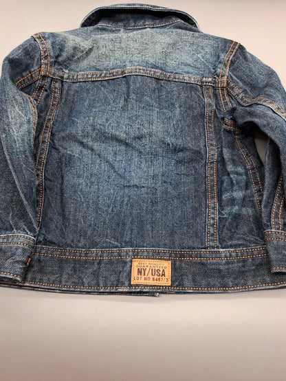 Rückseite der blauen Kinder-Jeansjacke Größe 92
