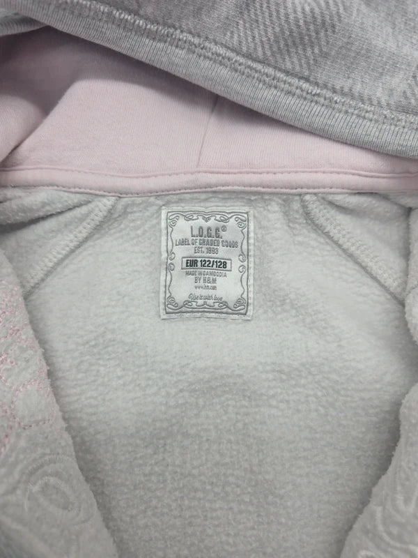 H&M L.O.G.G. Etikett mit Größe 122/128 und roséfarbenes Kapuzenfutter