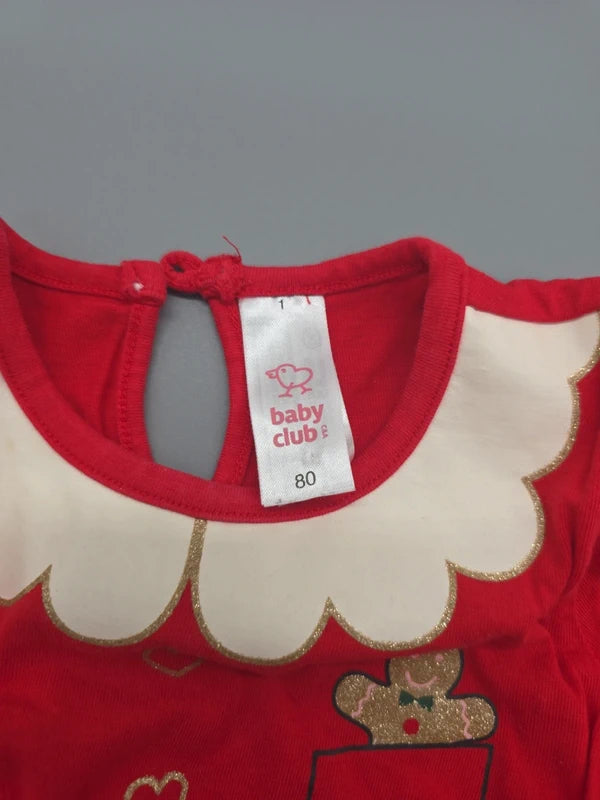 Baby Club Etikett Größe 80 und helles Kragenmotiv