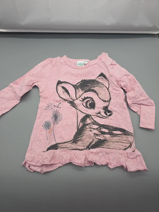 Roséfarbene Disney Baby Bambi-Tunika mit Rüschen in Größe 80