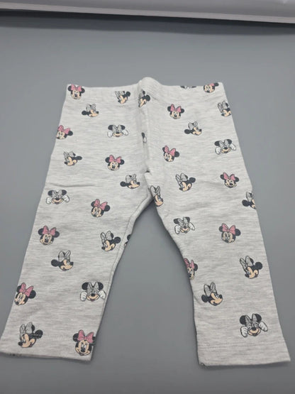 Graue Disney Baby Minnie-Maus-Leggings in Größe 74, Vorderansicht