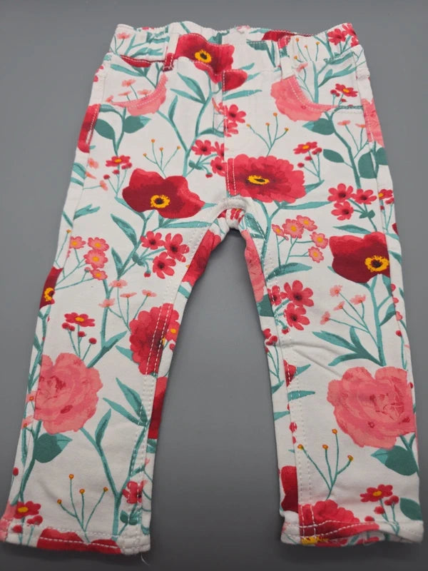H&M Babyhose mit buntem Blumenmuster in Größe 80, Vorderansicht