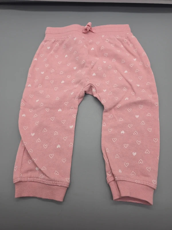 Roséfarbene H&M Baby-Jogginghose mit Herzmuster in Größe 74
