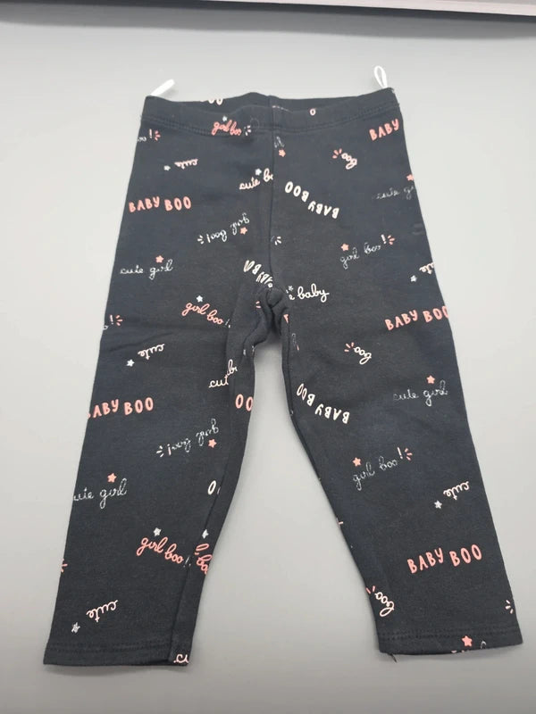 Schwarze Baby Club Leggings mit Schriftmuster in Größe 80