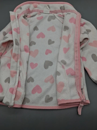 Geöffnete H&M Baby-Fleecejacke mit roséfarbenem Reißverschluss