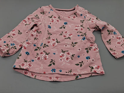 Roséfarbenes Baby Club Langarmshirt mit Blumenmuster in Größe 80