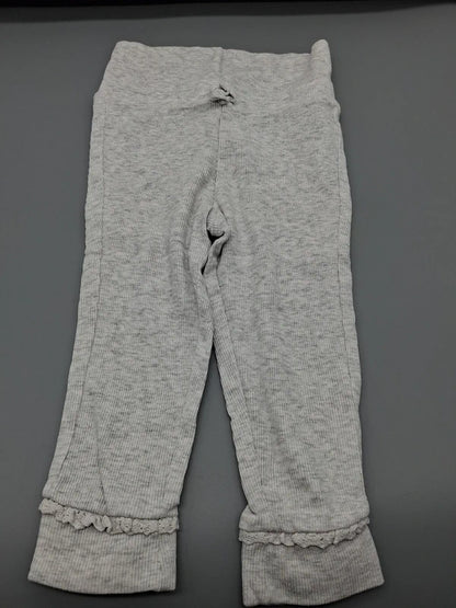 Graue Pocopiano Ripp-Leggings mit Schleife und Rüschen in Größe 74/80