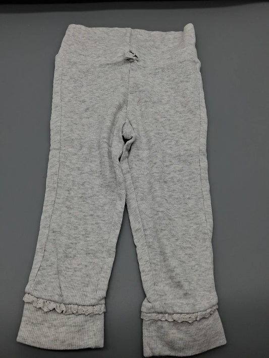Graue Pocopiano Ripp-Leggings mit Schleife und Rüschen in Größe 74/80
