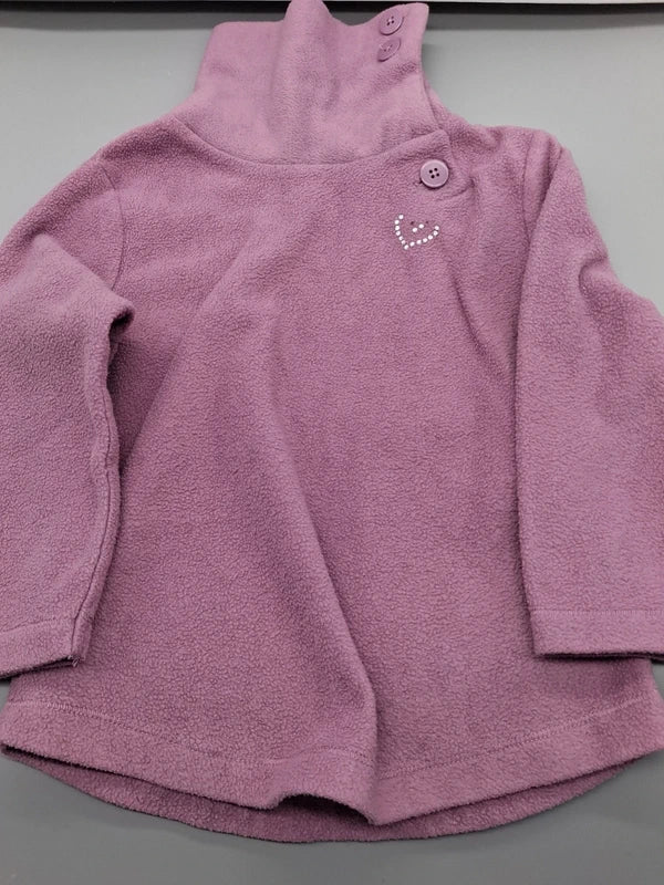 Fliederfarbener Palomino Fleecepullover mit Kragen in Größe 110, Vorderansicht