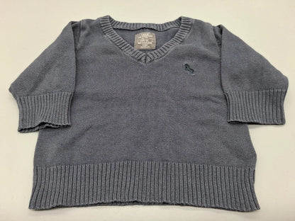 Blauer L.O.G.G. Baby-Strickpullover mit V-Ausschnitt in Größe 62, Vorderansicht