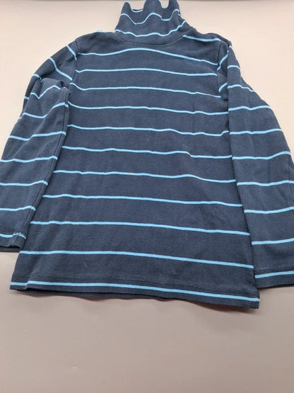 H&M Rollkragenpullover dunkelblau mit hellblauen Streifen in Größe 110/116, Vorderansicht