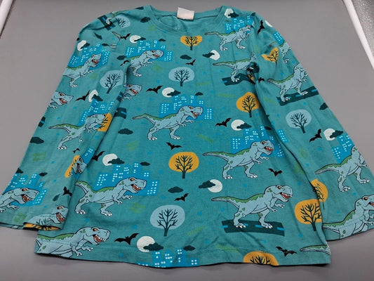 Türkisfarbenes Kids Dinosaurier-Sweatshirt in Größe 98/104, Vorderansicht