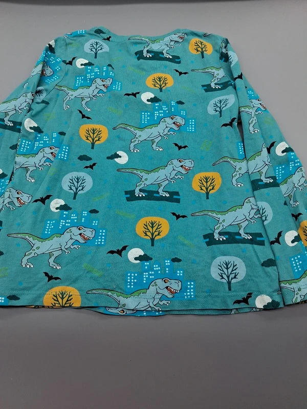 Rückansicht des Kids Dinosaurier-Sweatshirts in Türkis
