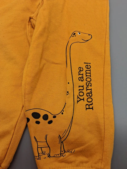 Dinosauriermotiv mit Schriftzug You are Roarsome auf der Jogginghose