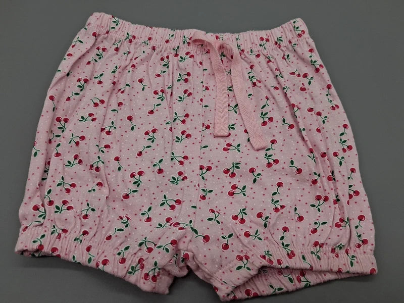 Roséfarbene Ergee Shorts mit Kirschmuster in Größe 86, Vorderansicht