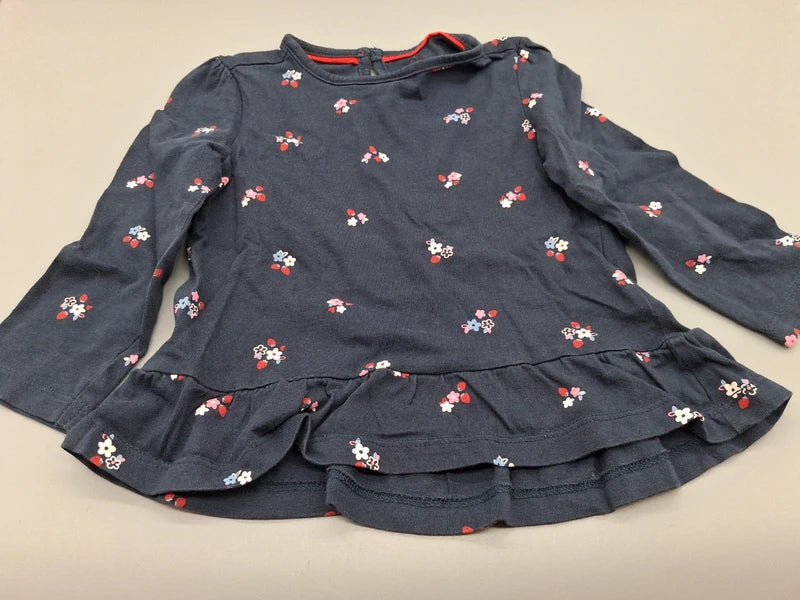 Marineblaues Baby Club Sweatshirt mit Blumenmuster in Größe 80, Vorderansicht