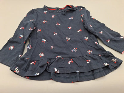 Marineblaues Baby Club Sweatshirt mit Blumenmuster in Größe 80, Vorderansicht